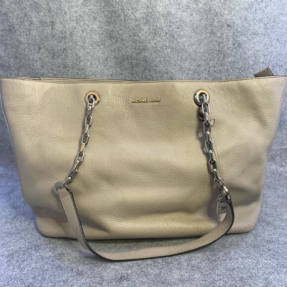 Michael Kors Large Leather Zip Mercer Tote Bag, Silver Hardware, Laptop Sleeve - Picture 3 of 16